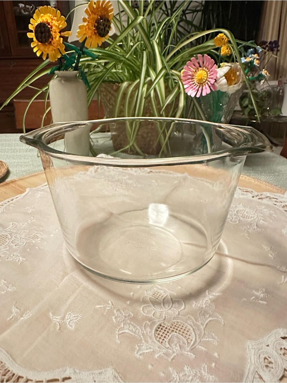 Vintage Pyrex 343 1.5 Qt Glass Casserole Mixing Bowl w/ Handles